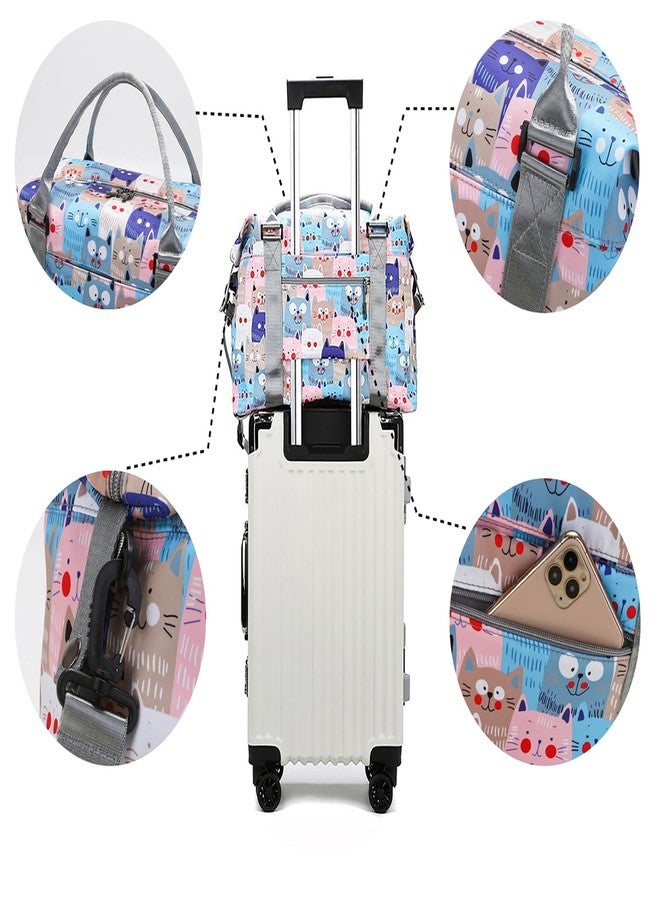 NWLR Travel Duffle Bag Weekender Overnight Bag Gym Tote with Dry and Wet Separated Pocket for Women Girls Shoulder Workout Duffel Bag Water Resistant (cute cats) - Image 5